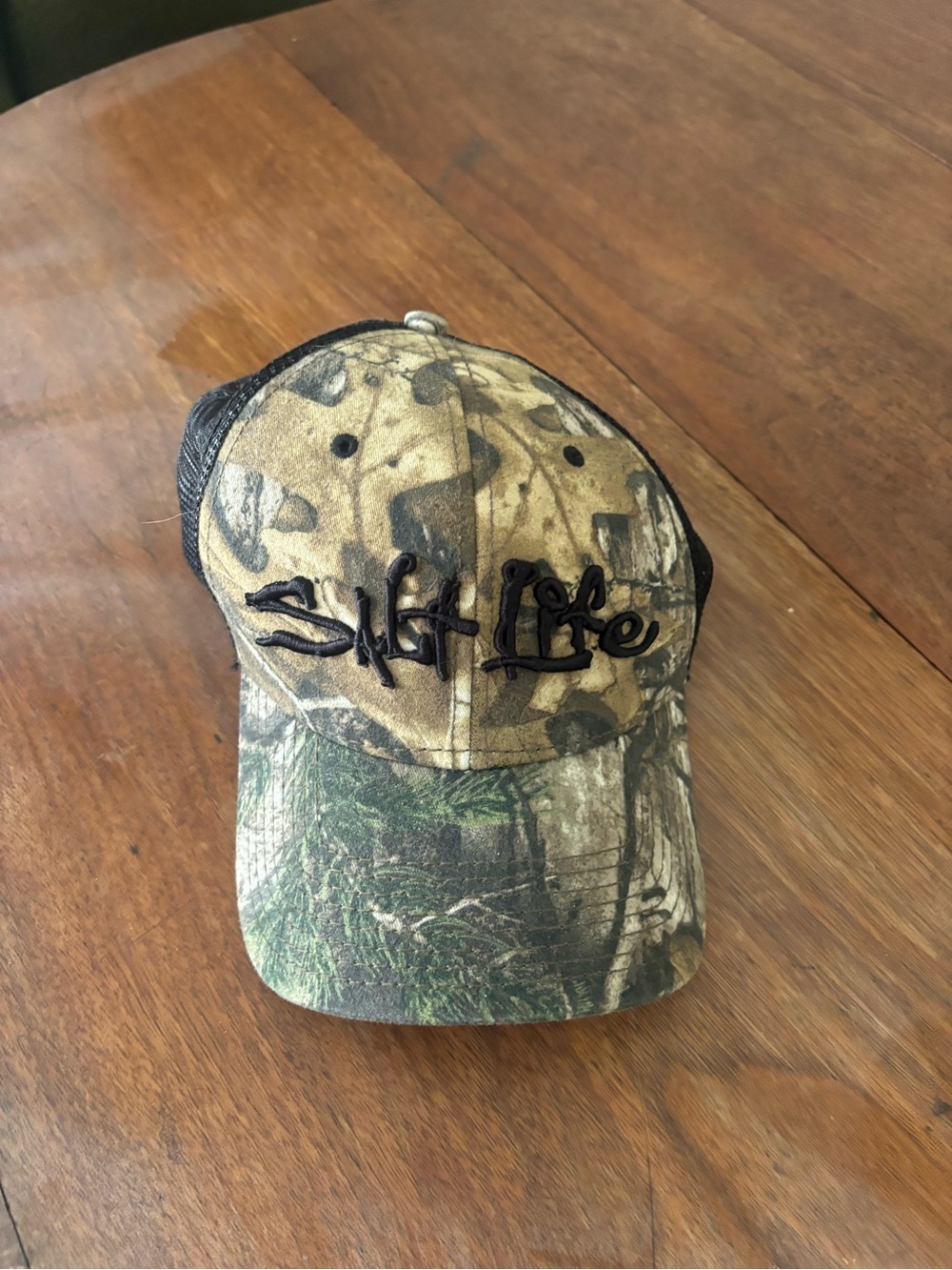 Salt Life Camo Trucker Hat with Black Mesh